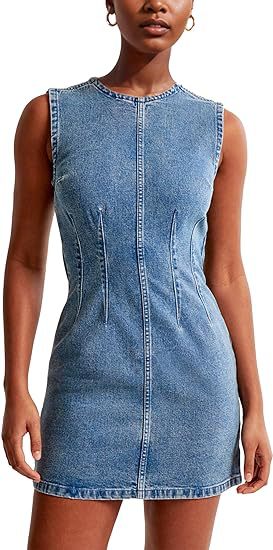 Damen Jeanskleid im modernen Schnitt mit nahtlosen Details Shopnory