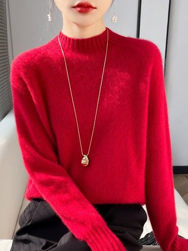Damen Kurz-Mockneck-Pullover aus flauschigem Mohair-Mix mit kastiger Silhouette Shop Nory