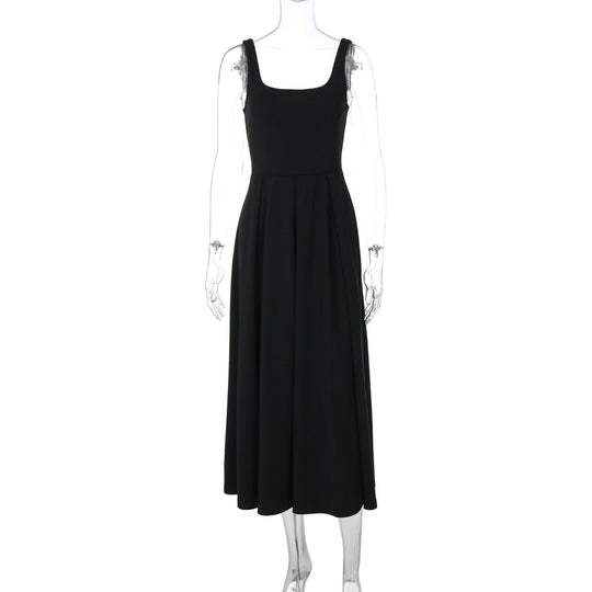 Damen Elegantes Maxikleid mit A-Linie und breiten Trägern