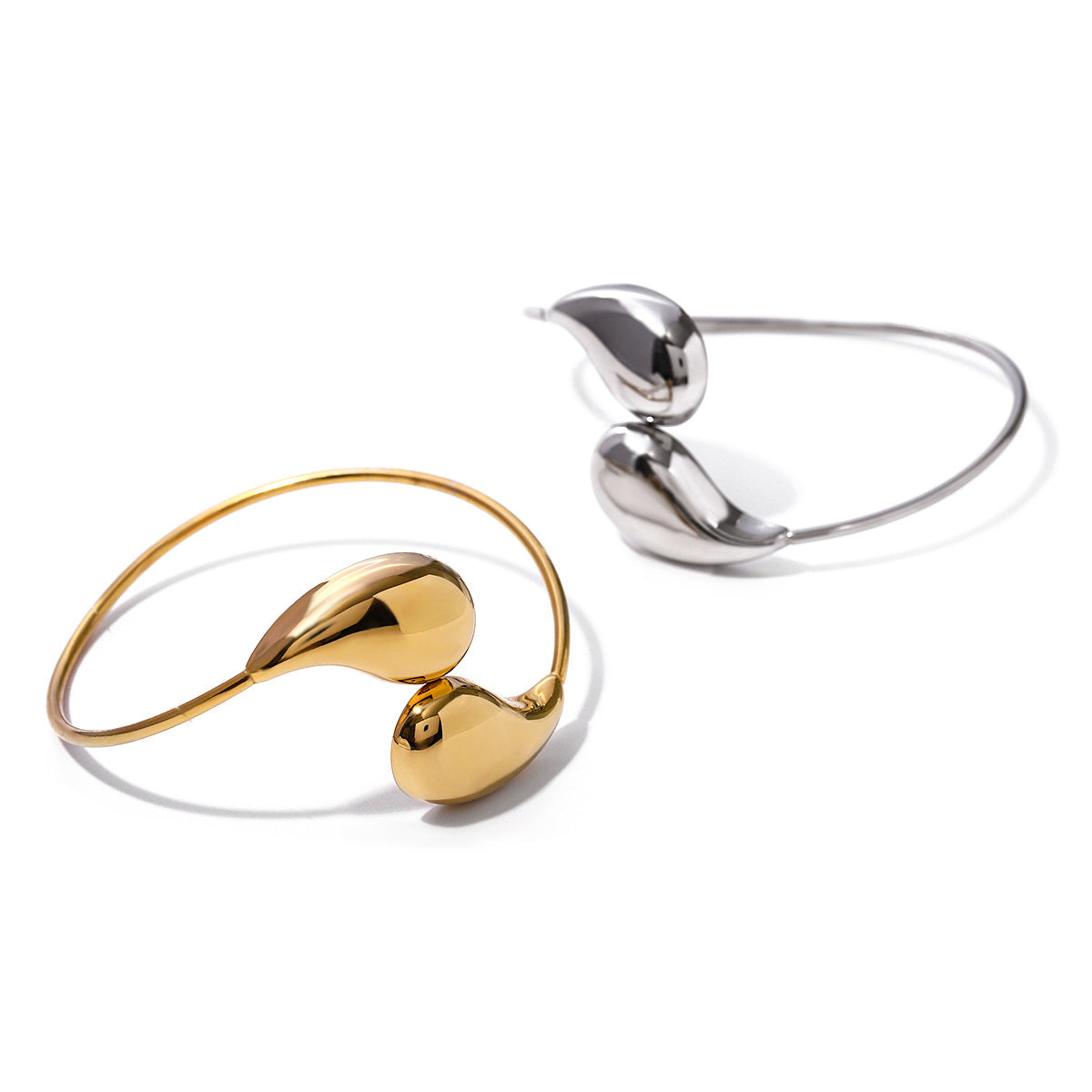 Damen Offenes Armband mit eleganten geschwungenen Designs aus hypoallergenem Edelstahl Shop Nory
