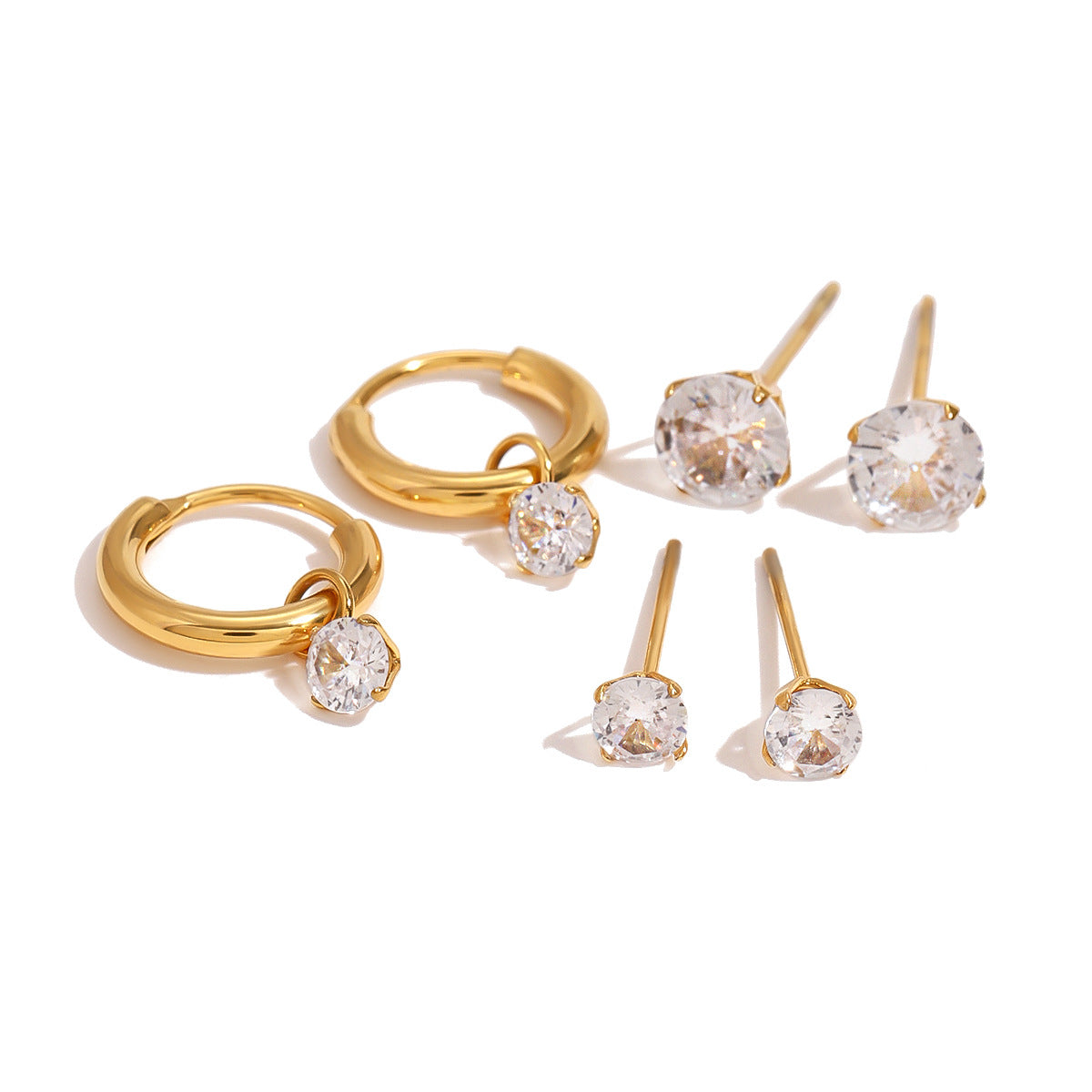 Damen Ohrring Set mit funkelnden Zirkonia und hypoallergener Edelstahlverarbeitung Shop Nory