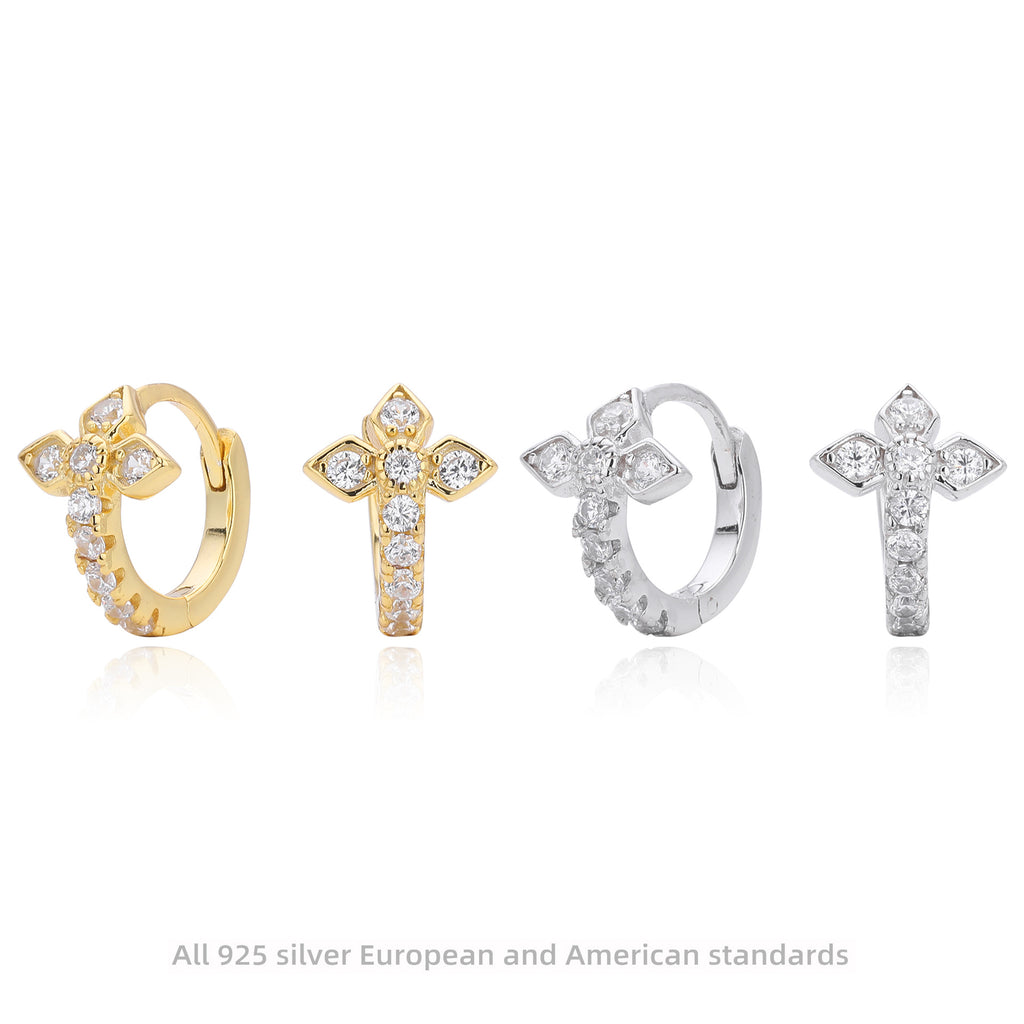 Damen Ohrhänger mit funkelndem Kreuzdesign aus hochwertigem 925 Sterling Silber Shop Nory