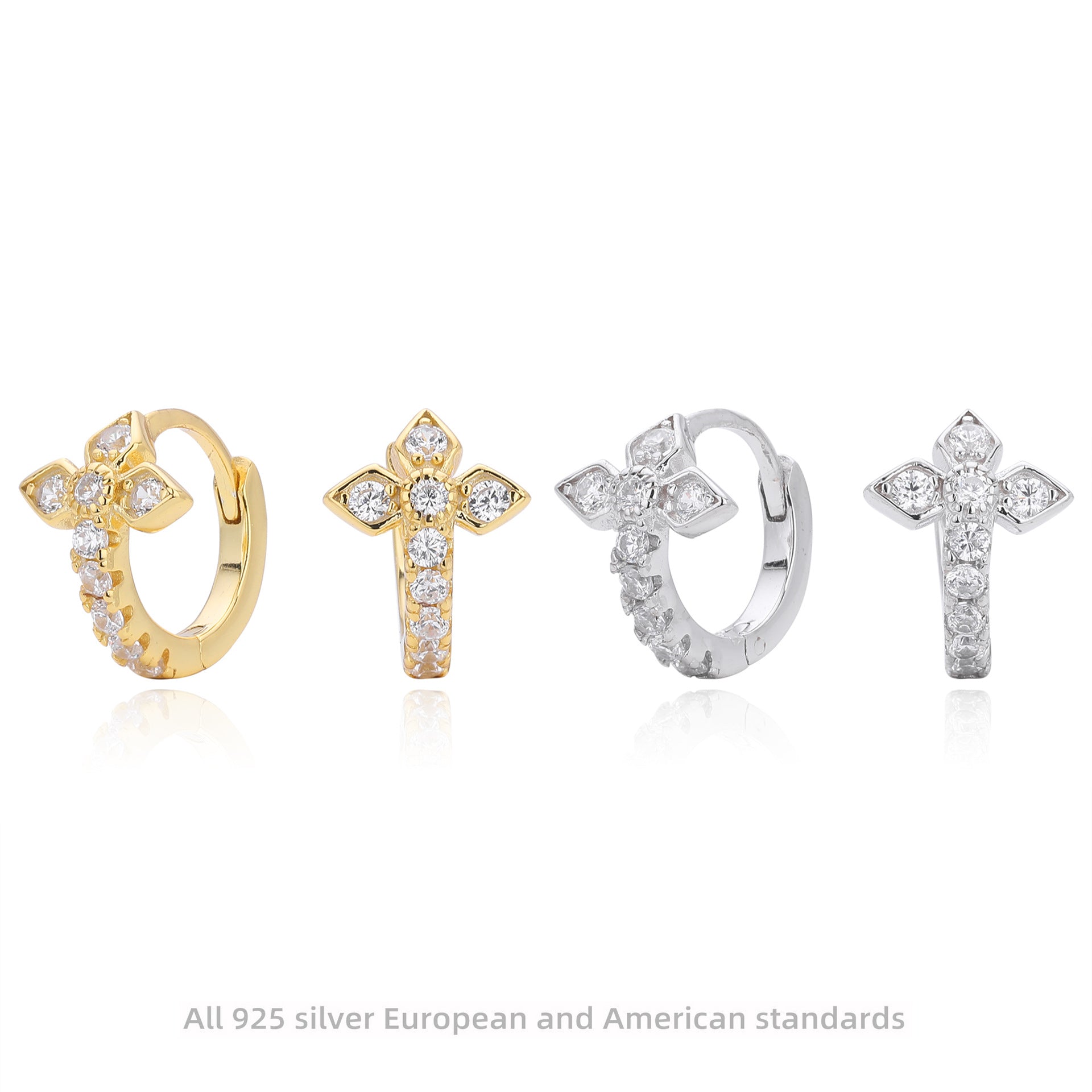 Damen Ohrhänger mit funkelndem Kreuzdesign aus hochwertigem 925 Sterling Silber Shop Nory