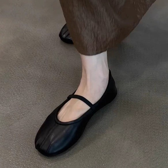 Damen Bequeme Ballerinas mit elastischem Riemen und weichem Innenfutter