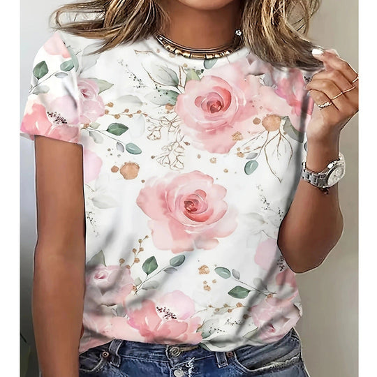 Damen T-Shirt mit floralem Design und modernem Schnitt