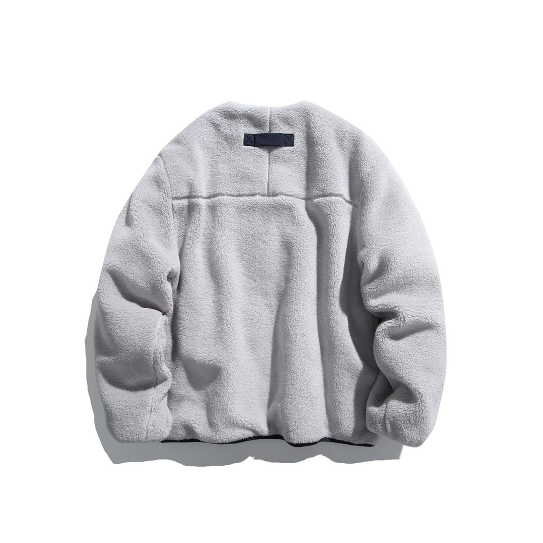 Unisex Kurz geschnittene Teddy‑Fleecejacke mit Nylon‑Brusttasche und durchgehendem Reißverschluss Shop Nory