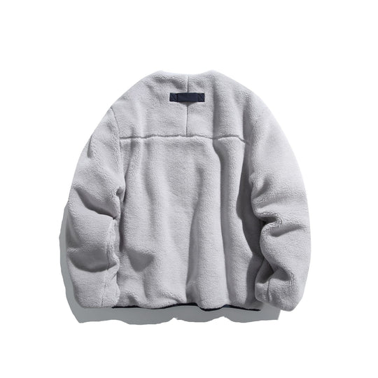 Unisex Kurz geschnittene Teddy‑Fleecejacke mit Nylon‑Brusttasche und durchgehendem Reißverschluss Shop Nory