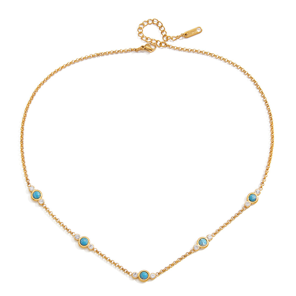 Damen Halskette mit elegantem turquoise und zirkonia Akzent Shop Nory