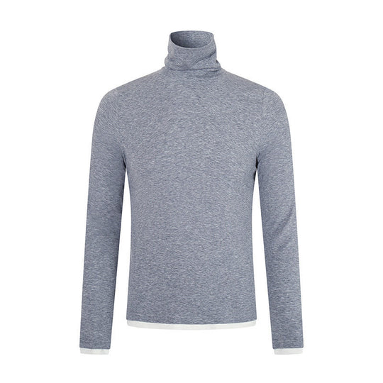 Herren Slim-Fit Rollkragen-Feinstrickshirt mit Melange-Jersey und Stretch Shop Nory