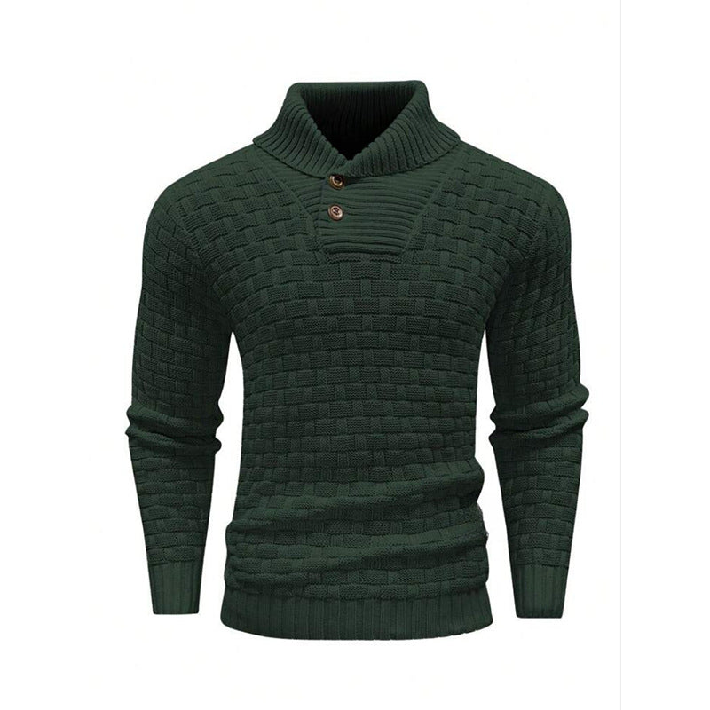 Herren nan strukturierter Strickpullover mit hochschließendem Stehkragen und Zierknopfleiste Shop Nory