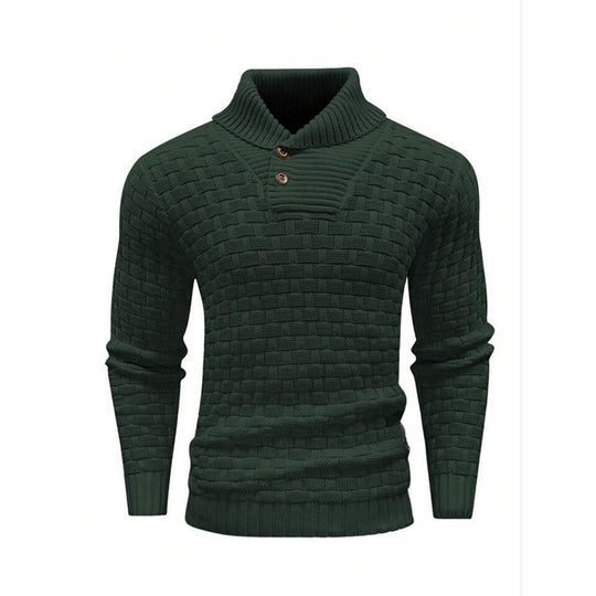 Herren nan strukturierter Strickpullover mit hochschließendem Stehkragen und Zierknopfleiste Shop Nory
