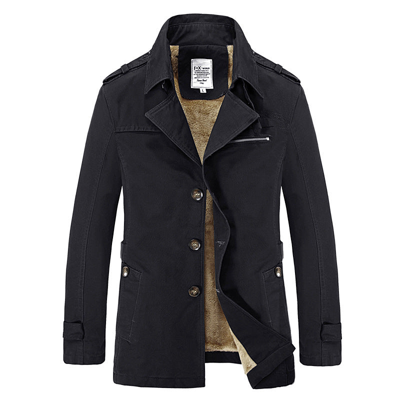Herren militärisch inspirierter Kurzmantel mit Teddyfleece‑Innenlage und Reißverschluss‑Brusttasche Shop Nory
