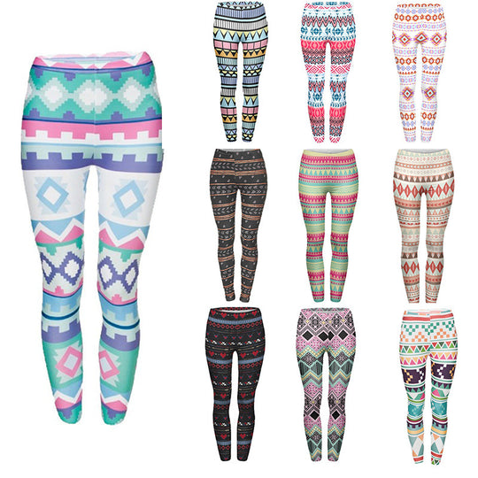 Damen Ethno-Print Leggings mit hohem Bund und elastischem Stretchstoff Shopy Nory