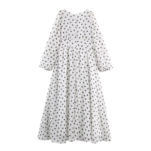 Damen Midikleid im Retro-Punkte‑Look mit taillierter Schnittführung und Ballonärmeln Shop Nory