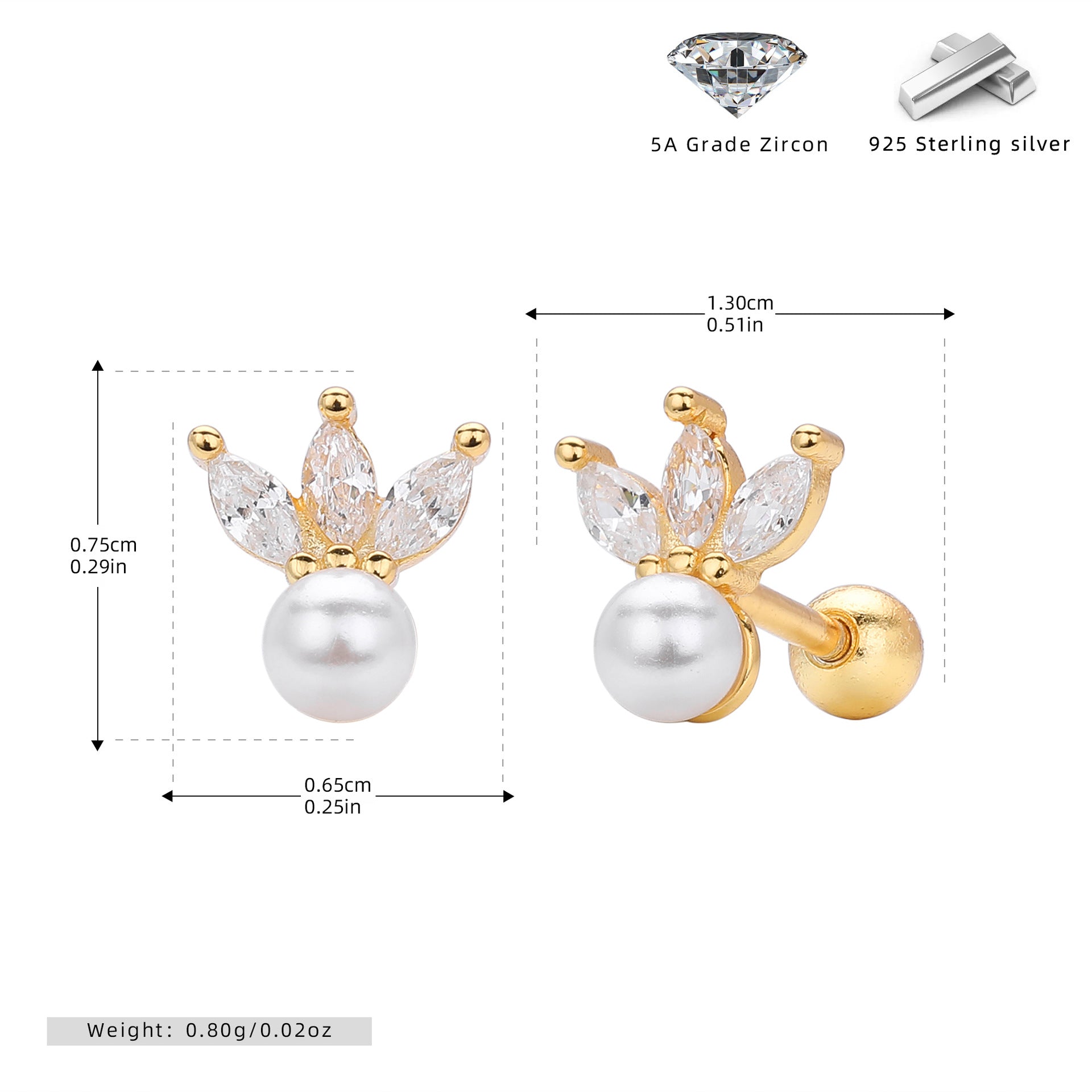 Damen Ohrstecker mit luxuriösem Zirkon-Anhänger und Perlendesign Shop Nory