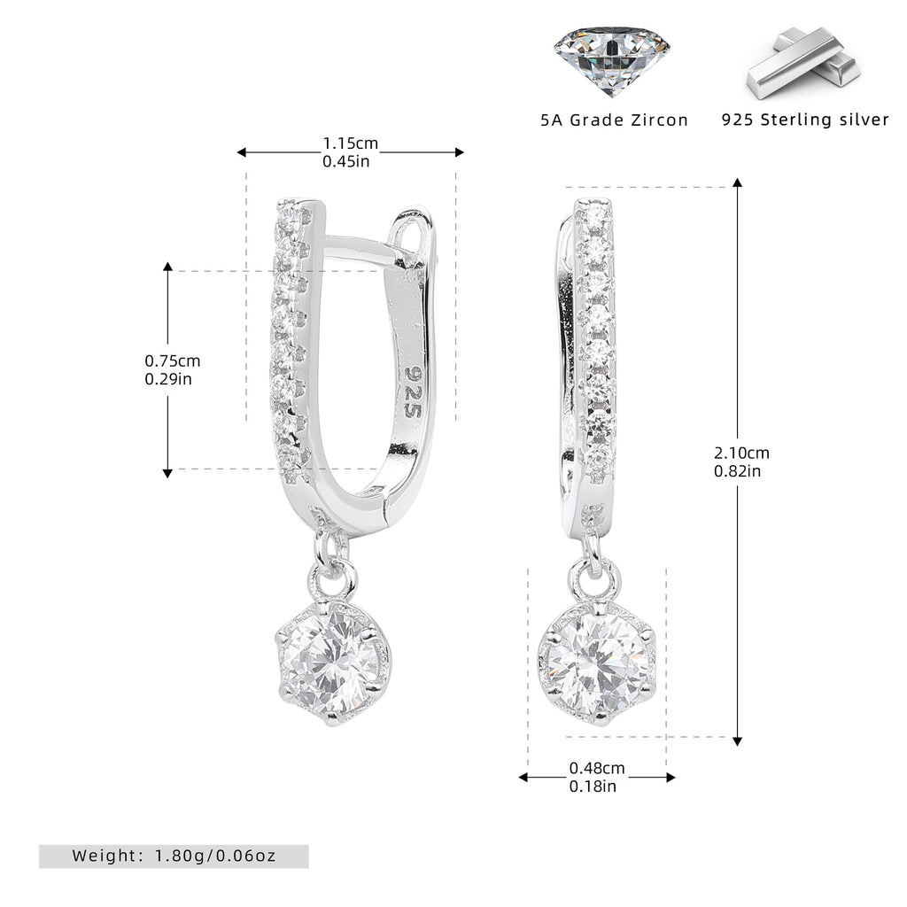 Damen Ohrhänger mit funkelndem Zirkonanhänger aus hochwertigem 925 Sterling Silber Shop Nory