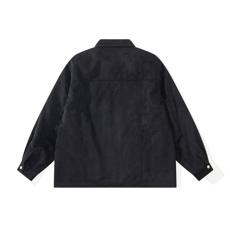 Unisex Kastenförmige Overshirt‑Jacke aus feiner Cordstruktur mit Brusttaschen und verdecktem Reißverschluss Shop Nory
