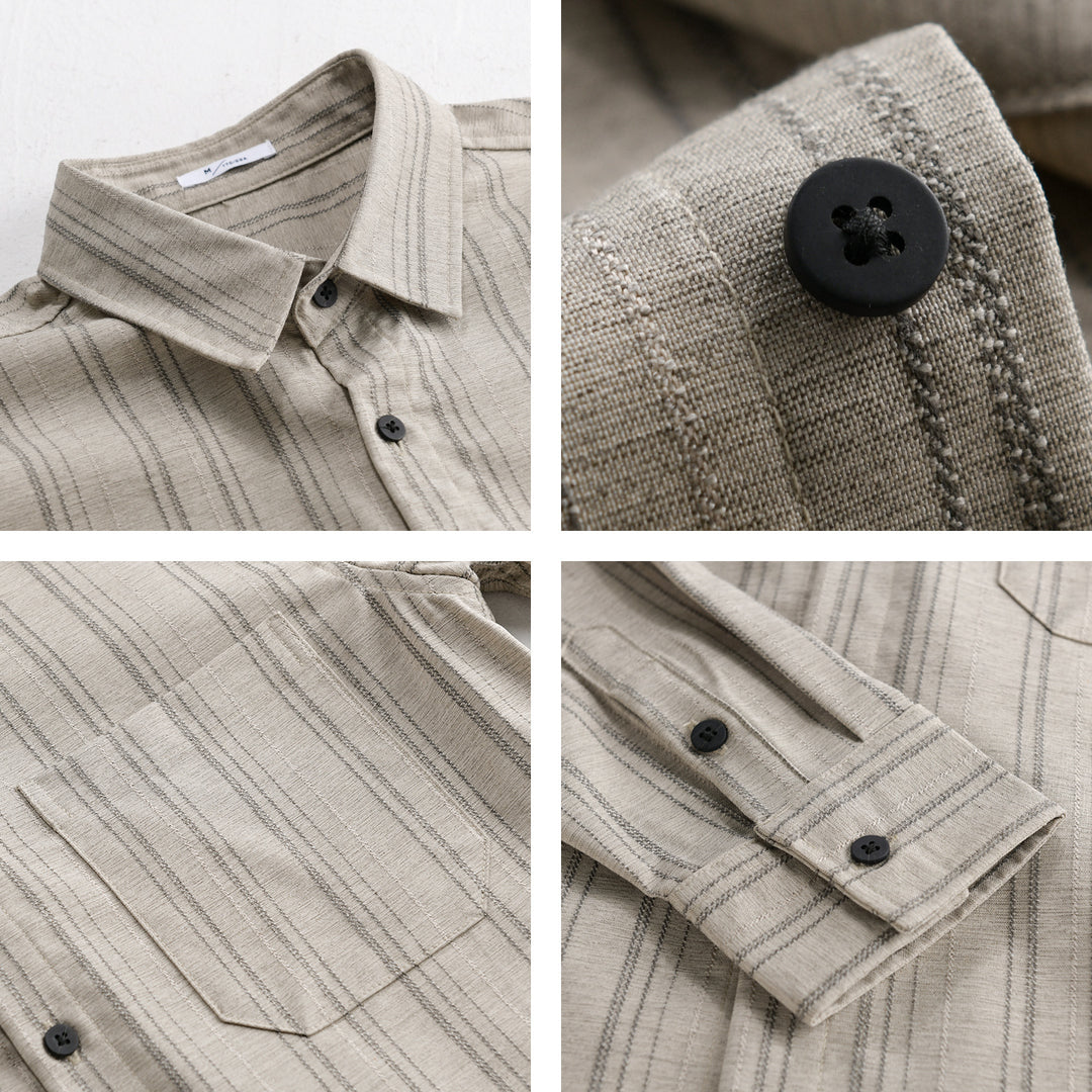 Herren Relaxed-Stripe Hemdjacke aus feinem Baumwoll-Twill mit aufgesetzter Brusttasche Shop Nory