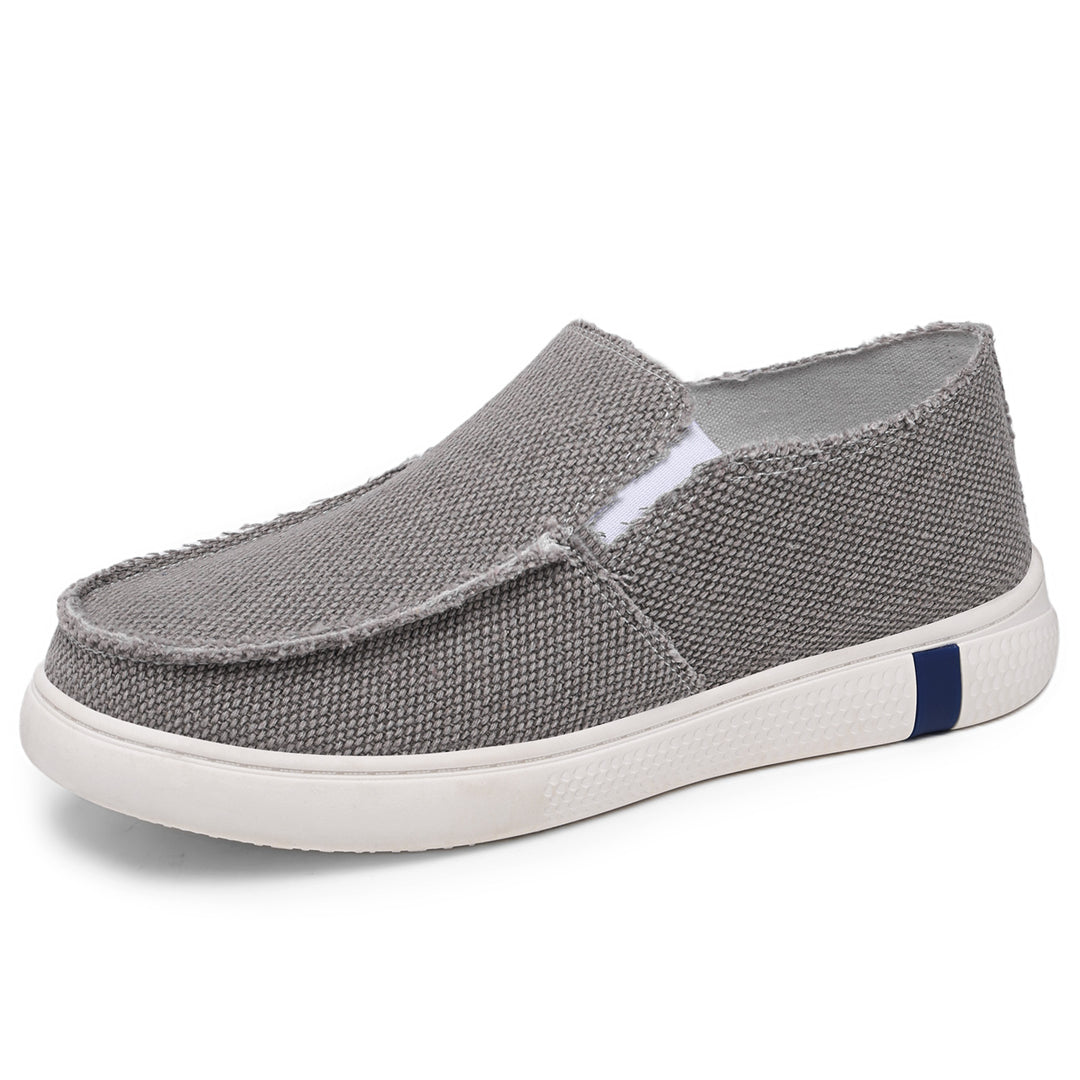 Herren nan lässiger Canvas-Slip-On mit ausgefranster Kante, elastischem Einsatz und griffiger Gummilaufsohle Shop Nory