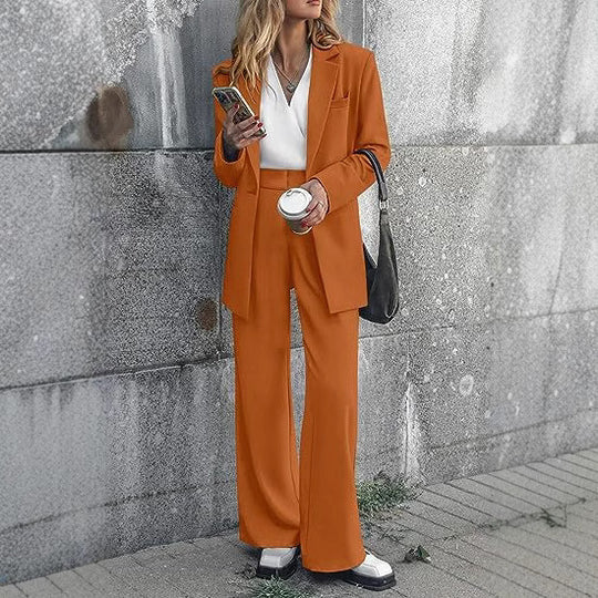 Damen nan Longblazer-Set mit kastiger Oversize-Silhouette, strukturierter Schulterpartie und hochtaillierter Palazzo-Hose Shop Nory