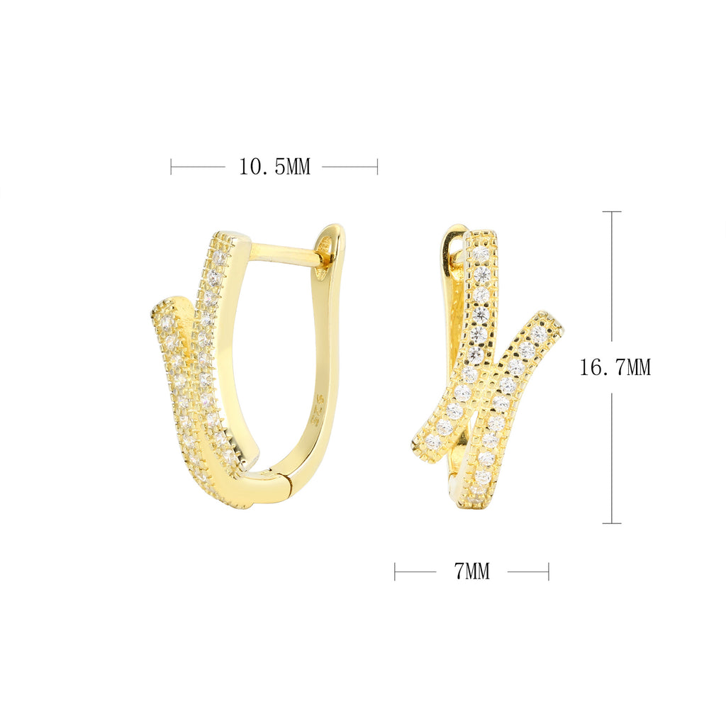 Damen Creolen mit elegantem Zirkonbesatz und modernem geschwungenem Design Shop Nory
