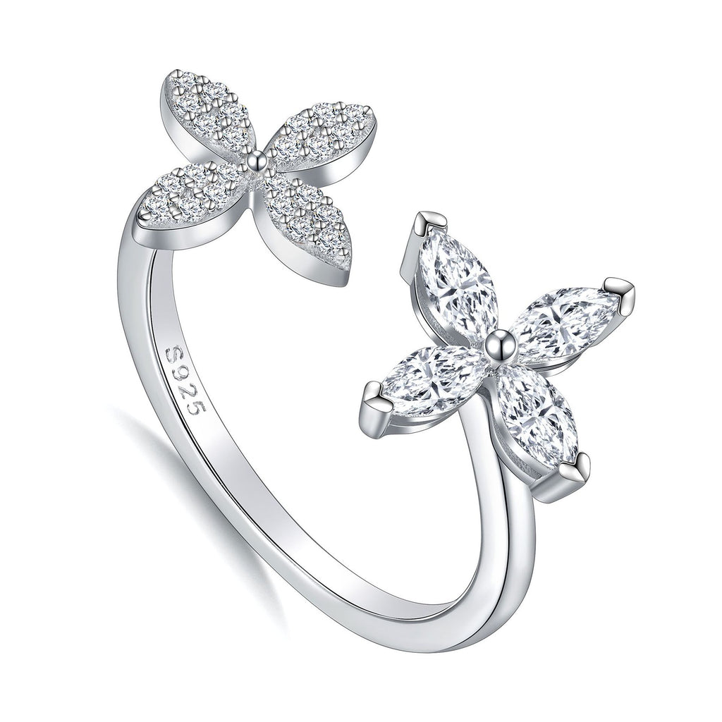 Damen Ring mit floralem Design und funkelnden Zirkonia-Elementen Shop Nory