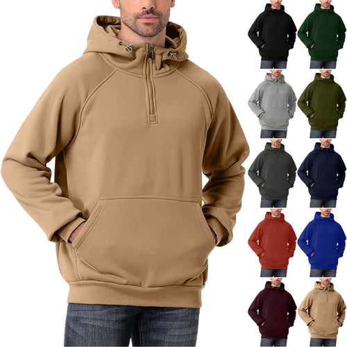 Herren Halbzip-Hoodie mit verstellbarer Kapuze, Kängurutasche und Raglanärmeln Shop Nory