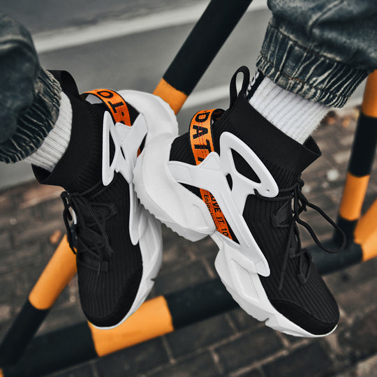 Herren Futuristische High-Top Strick-Sneaker mit Exoskelett-Fersenstütze Shopy Nory
