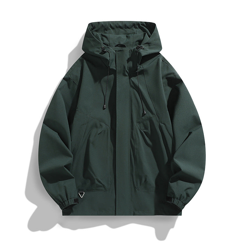 Herren Leichte Wind- und Wasserabweisende Kapuzenjacke im Urban-Utility-Stil mit verdeckter Reißverschlussleiste Shop Nory