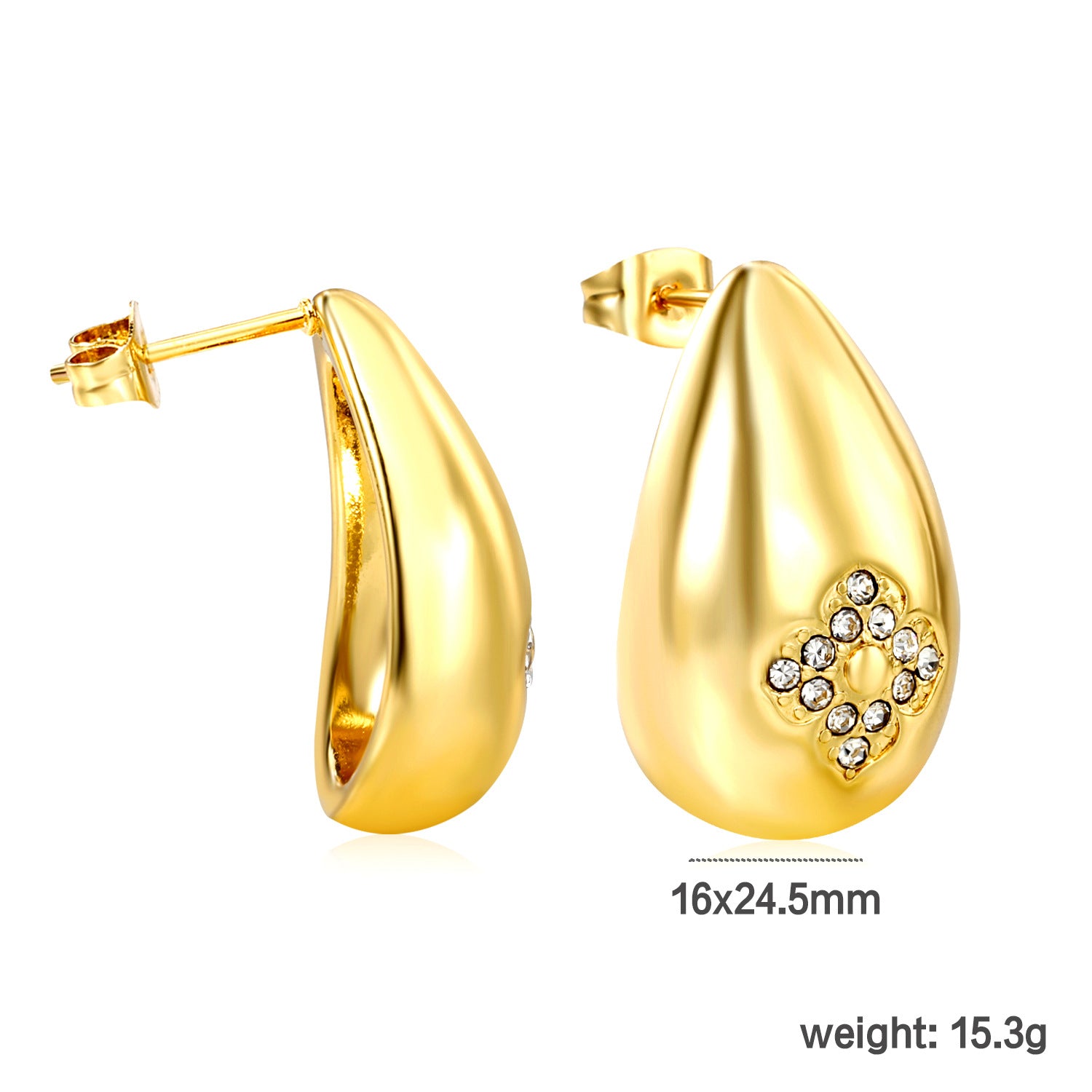 Damen Elegante goldplattierte Edelstahl Ohrstecker Shop Nory