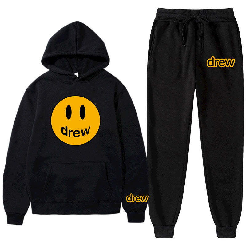 Unisex nan zweiteiliges Lounge-Set aus French-Terry mit Smiley-Print Kapuzenpullover und tapered Jogginghose Shop Nory