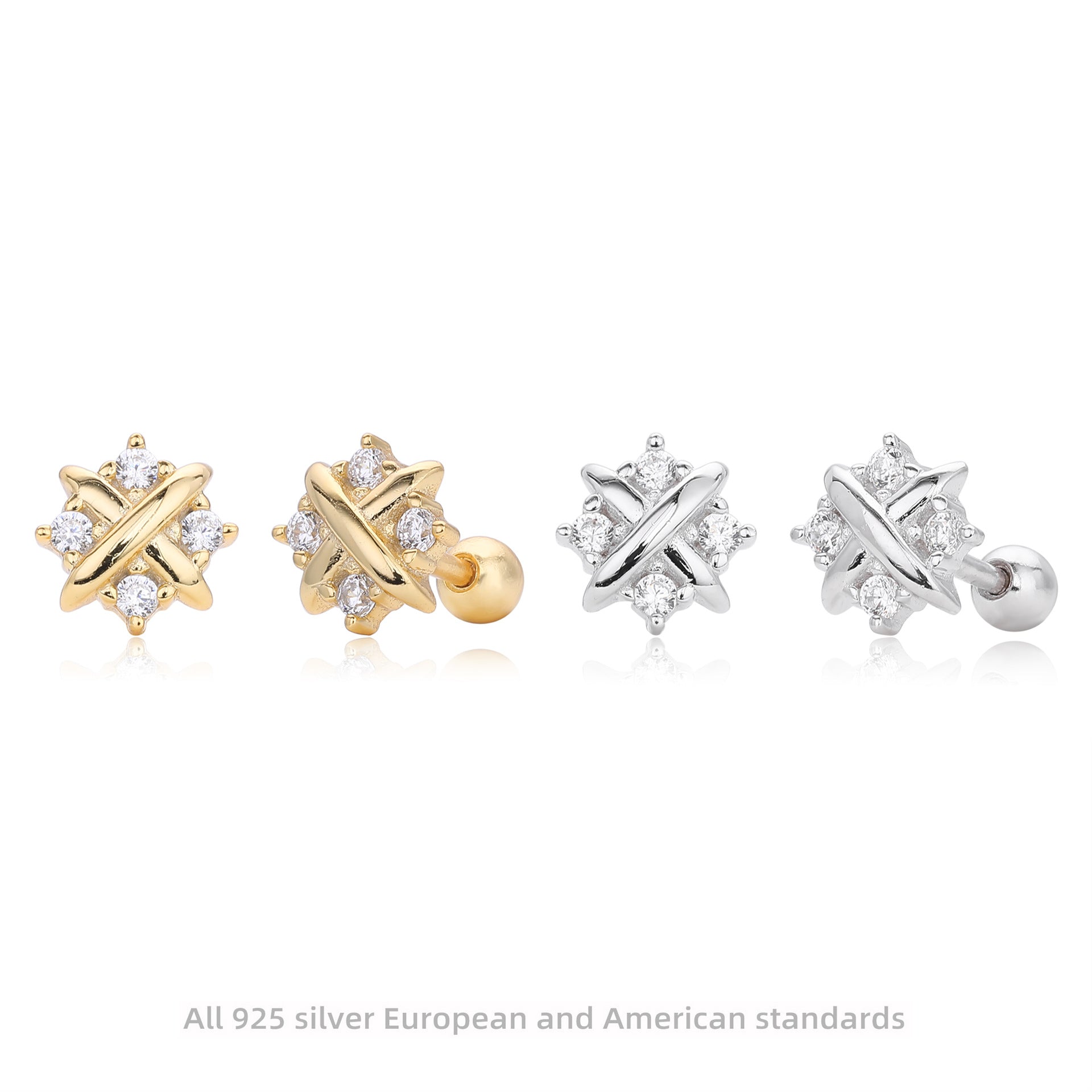 Damen Ohrstecker mit zarten Zirkon-Akzenten und hochwertigem 925 Sterling Silber Shop Nory