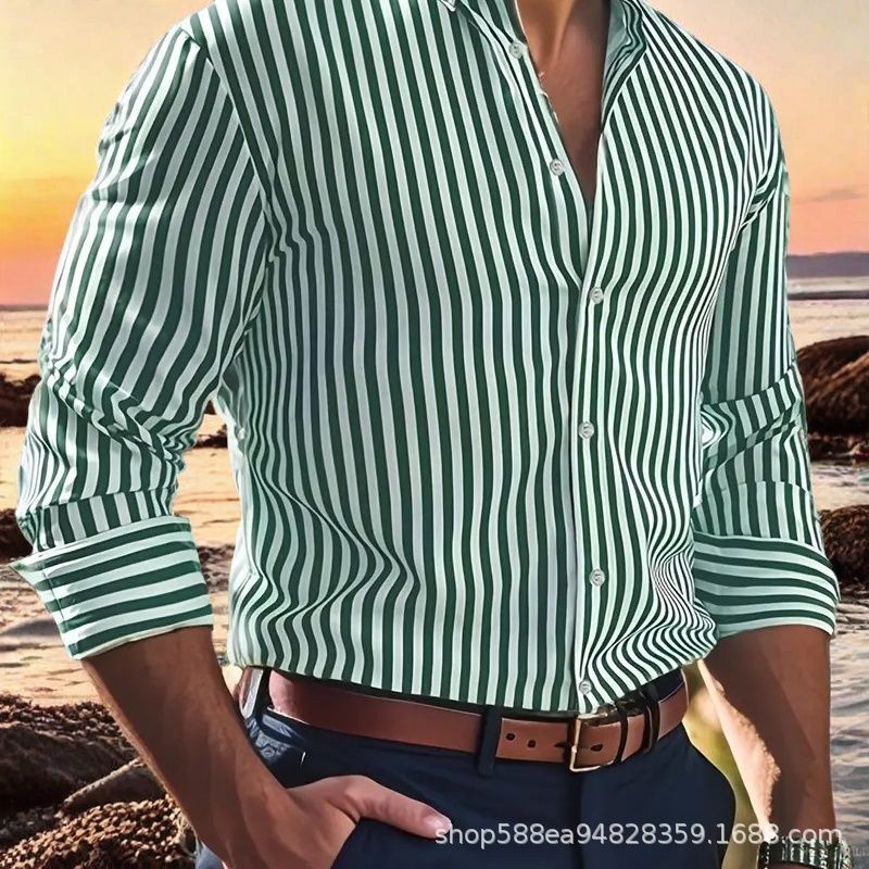 Herren Elegantes Langarm Hemd mit feinem Streifenmuster Shop Nory