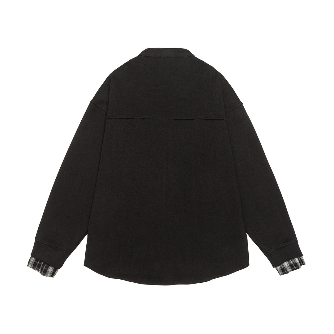 Unisex Oversize-Sweatjacke im Hemdjacken-Look mit Stehkragen Shop Nory
