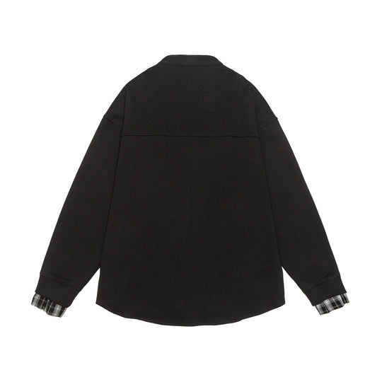 Unisex Oversize-Sweatjacke im Hemdjacken-Look mit Stehkragen Shop Nory