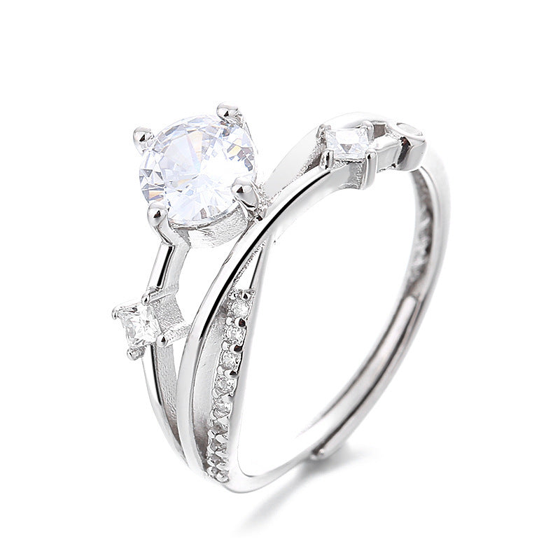 Damen eleganter Ring mit filigraner Zirkonia-Verzierung und modernem Design Shop Nory