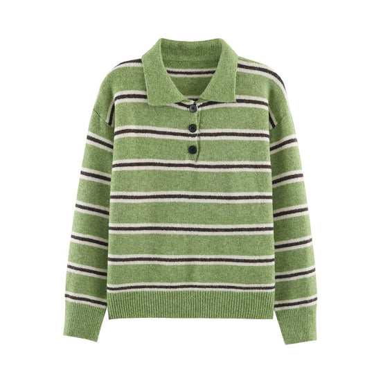 Damen Oversize-Pullover mit Polokragen und Bretonstreifen Shop Nory