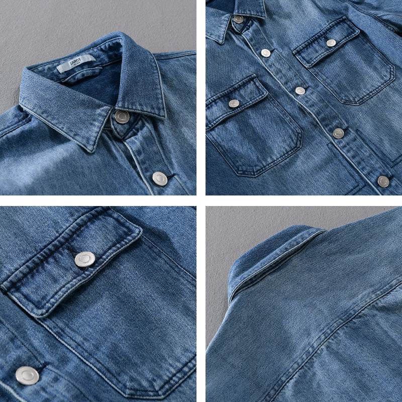Herren Denim-Utility-Hemdjacke mit Brusttaschen und legerer Passform Shop Nory