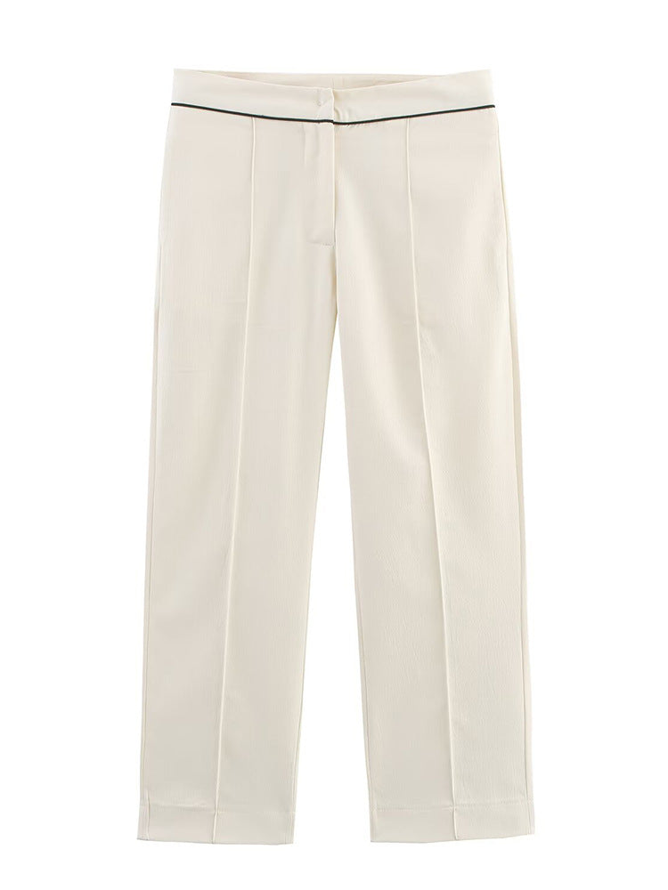 Damen Cropped-Hose mit Bügelfalte, geradem Bein und feiner Taillenpaspel Shop Nory