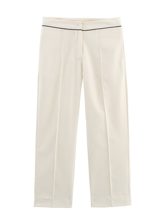 Damen Cropped-Hose mit Bügelfalte, geradem Bein und feiner Taillenpaspel Shop Nory