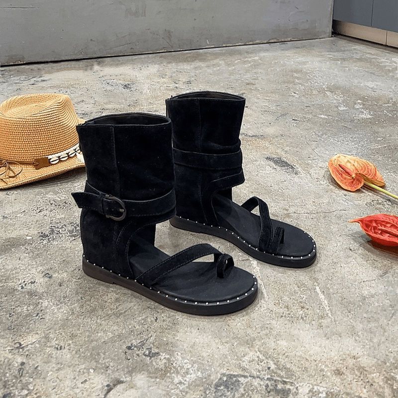 Damen knöchelhohe Veloursleder‑Sandalette mit Zehenring und verstellbarem Schaftriemen Shop Nory