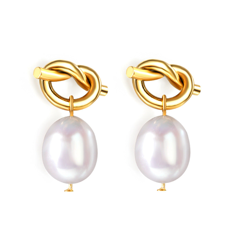 Damen Ohrhänger mit filigranem Knoten-Design und eleganten Süßwasserperlen Shop Nory