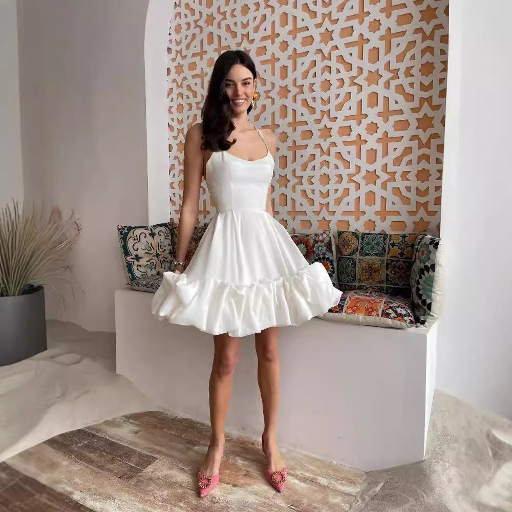 Damen A-Linien Kleid mit voluminösem Rüschensaum