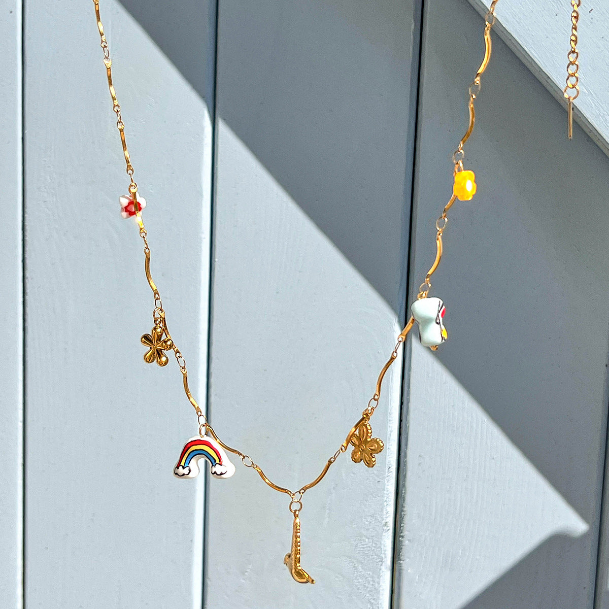 Damen verspielte Charm-Kette aus Edelstahl Shop Nory