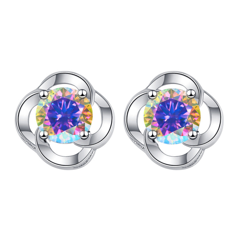 Damen Ohrringe im floralen Design mit buntem Kristall Shop Nory
