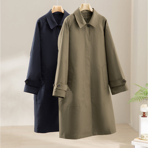 Damen Mid-Length Trenchcoat mit verdeckter Druckknopfblende und verstellbaren Manschetten Shop Nory