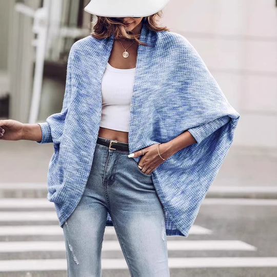 Damen Oversized Strickponcho mit offener Front und Bouclé‑Struktur Shop Nory