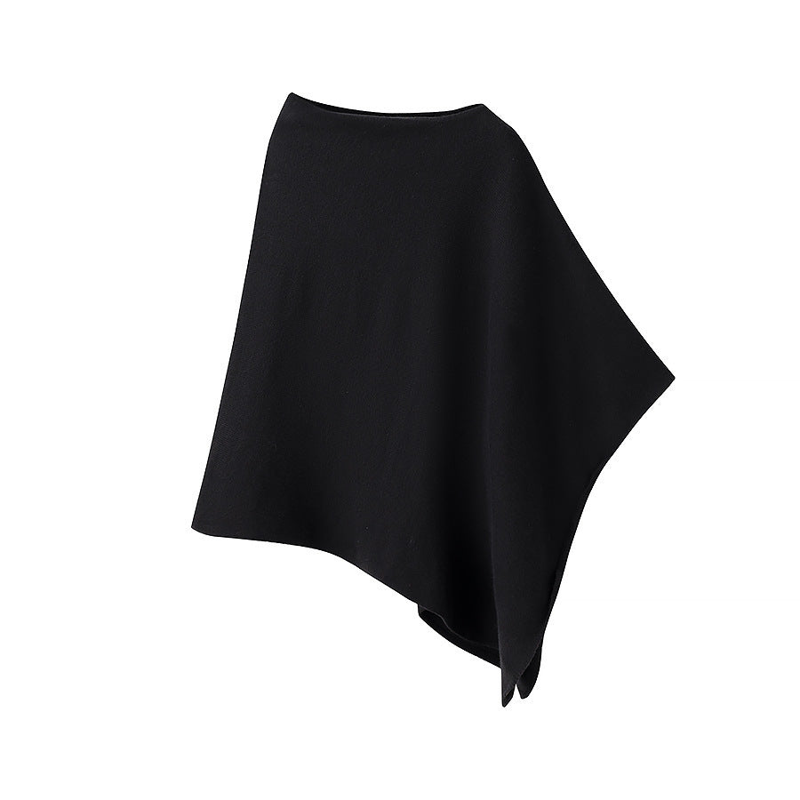 Damen Leichter Strickponcho mit asymmetrischem Saum und U-Boot-Ausschnitt Shop Nory