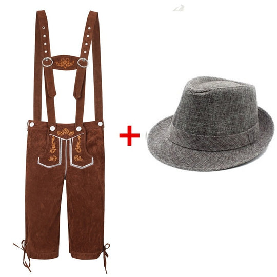 Herren nan traditionelle Trachtenlederhose mit verstellbaren Trägern und Trachtenhut Shop Nory