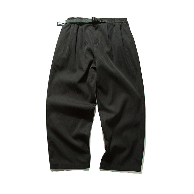 Herren Weitgeschnittene Relaxed-Hose mit elastischem Bund, Bundfalten und integriertem Webgürtel Shop Nory